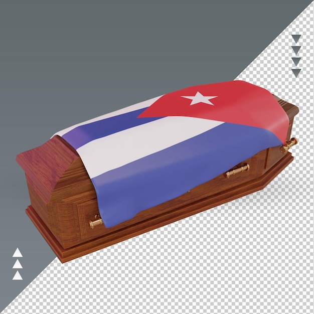 Drapeau De Cuba Cercueil 3d Rendu Vue Droite