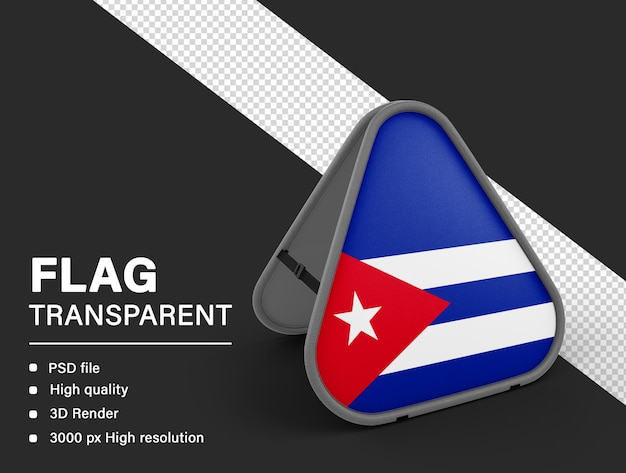 Le drapeau cubain en 3D isolé sur un fond transparent