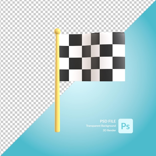 PSD drapeau à damier rendu 3d illustration