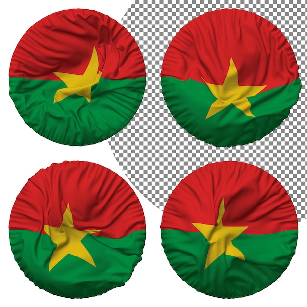 Drapeau Du Burkina Faso Forme Ronde Isolé Style De Ondulation Différent Texture De Bosse Rendu 3d