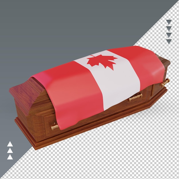 Drapeau Du Canada Cercueil 3d Rendu Vue Droite