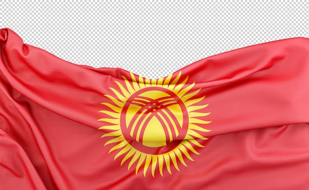 PSD drapeau du kirghizistan isolé sur fond blanc avec un espace de copie au-dessus du rendu 3d