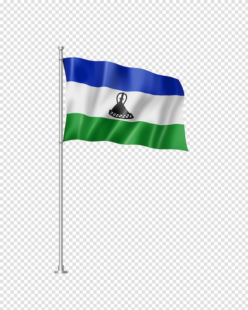 Drapeau du Lesotho isolé sur blanc