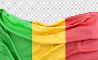 PSD drapeau du mali isolé sur fond blanc avec un espace de copie au-dessus du rendu 3d