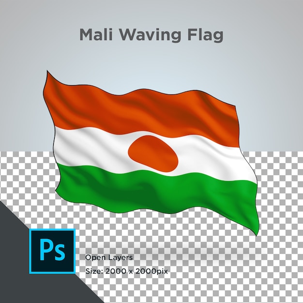 PSD drapeau du mali wave design transparent