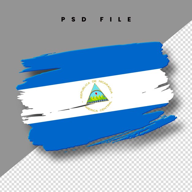 PSD drapeau du nicaragua sous la forme d'un coup de pinceau avec un fond transparent