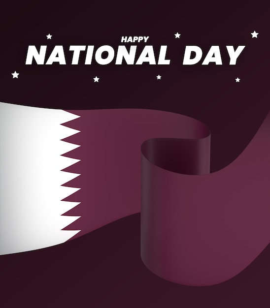 PSD le drapeau du qatar est un élément de conception de la bannière du jour de l'indépendance nationale.