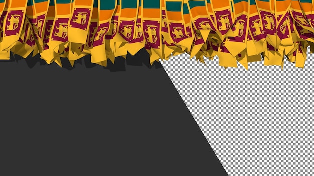 PSD drapeau du sri lanka différentes formes de rayures en tissu suspendues au rendu 3d supérieur