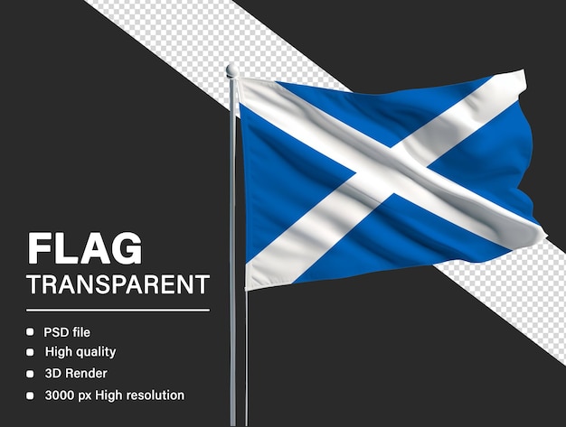 Drapeau écossais 3D isolé sur fond transparent