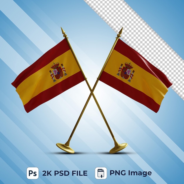 PSD le drapeau de l'espagne agitant en style 3d