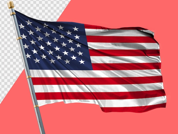 PSD le drapeau des états-unis agite le fond transparent full hd jour des états-unis