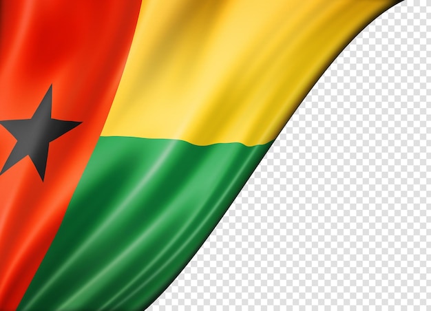 Drapeau de la Guinée Bissau isolé sur une bannière blanche