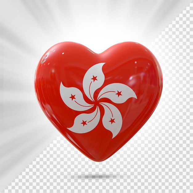 PSD drapeau de hong kong coeur 3d