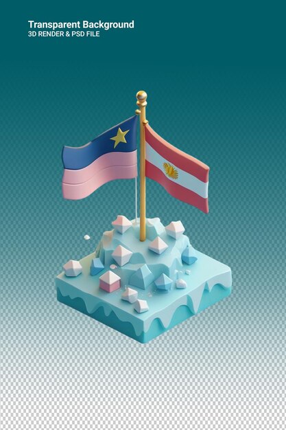 Drapeau D'illustration Psd 3d Isolé Sur Un Fond Transparent