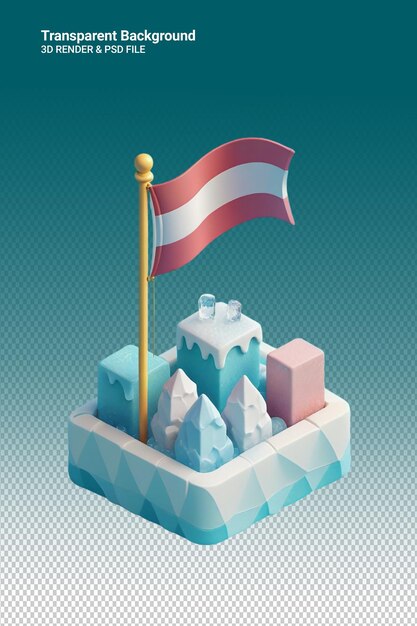 Drapeau D'illustration Psd 3d Isolé Sur Un Fond Transparent