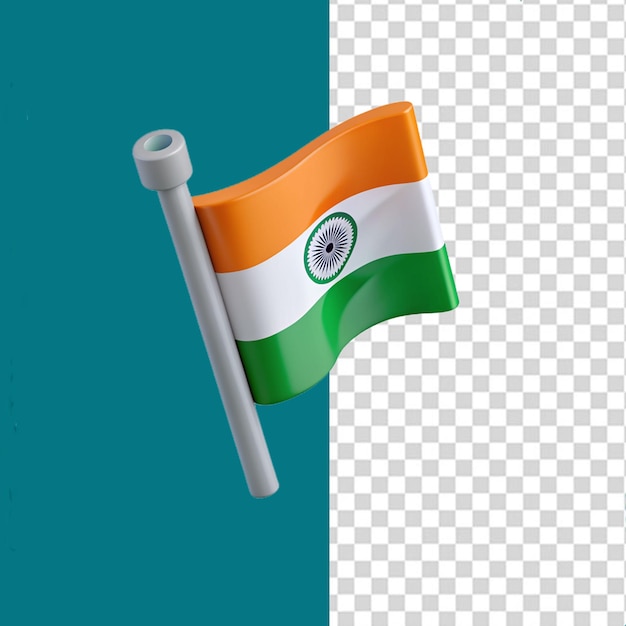 PSD un drapeau indien 3d sur transparent