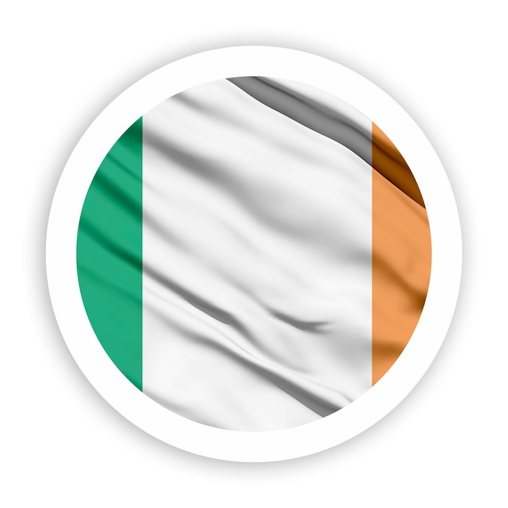 PSD le drapeau de l'irlande avec un cadre circulaire blanc arrondi