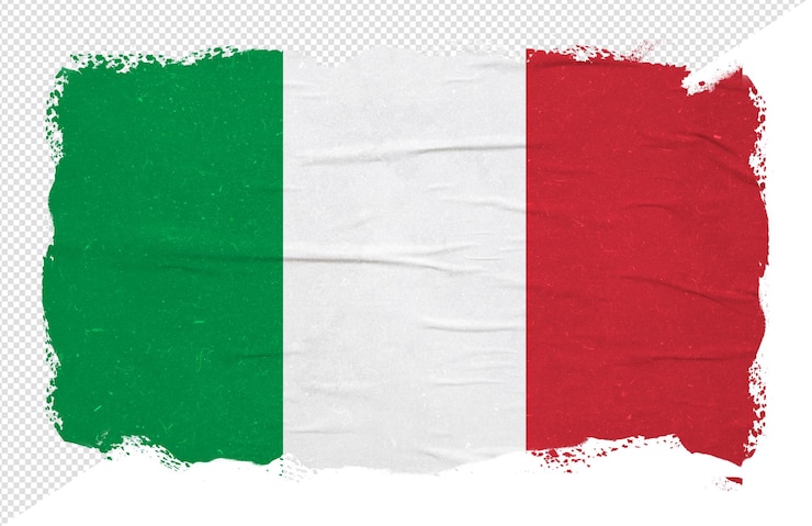 PSD drapeau italien abstrait avec effet de coup de pinceau d'encre