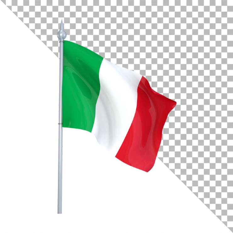 PSD le drapeau italien agitant sur un poteau