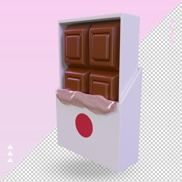 Drapeau Japon Chocolat 3d Rendu Vue Droite