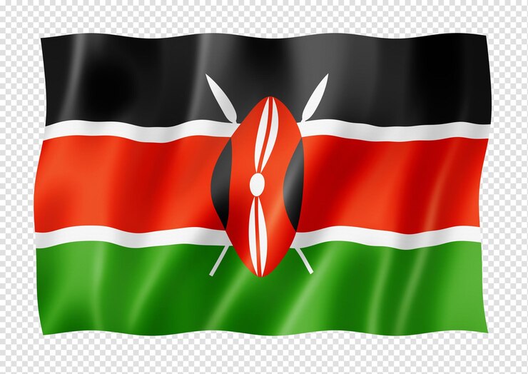 PSD drapeau kenyan isolé sur blanc