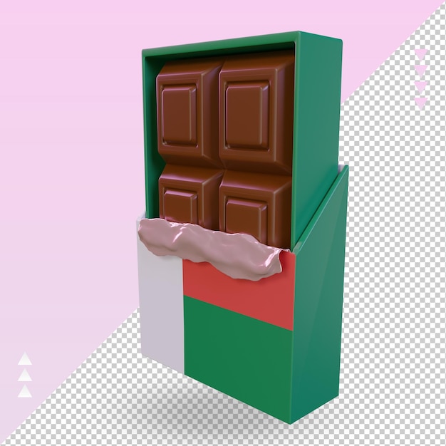 Drapeau De Madagascar Chocolat 3d Rendu Vue Droite