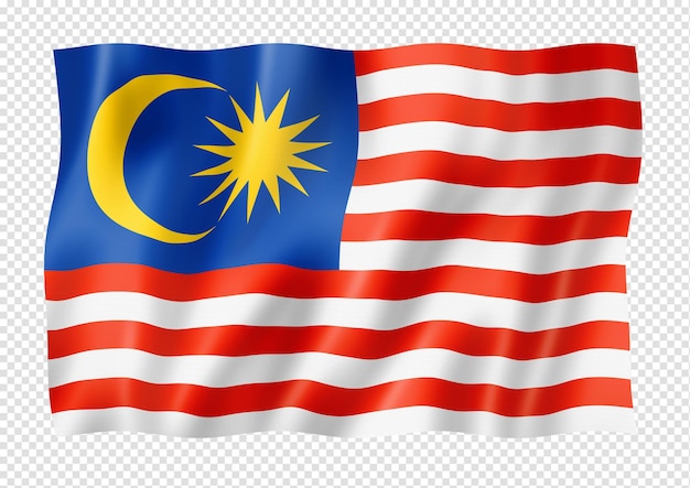 Drapeau malaisien isolé sur bannière blanche