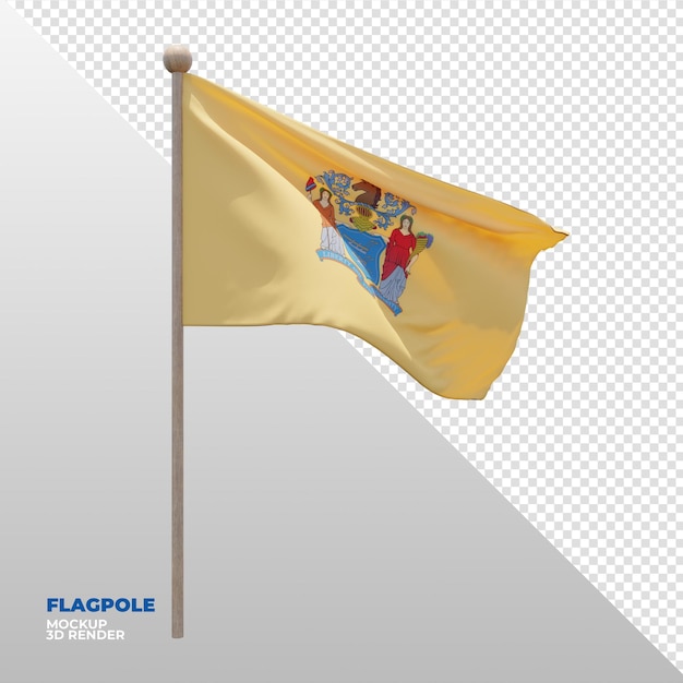 PSD drapeau de mât texturé 3d réaliste du new jersey