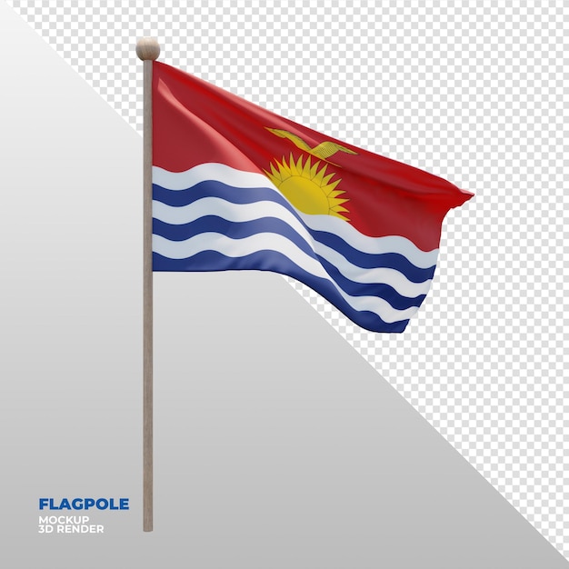 PSD drapeau de mât texturé 3d réaliste de kiribati