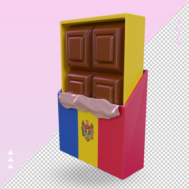 Drapeau De La Moldavie Chocolat 3d Rendu Vue Droite