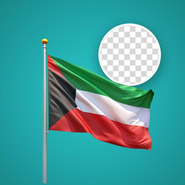 PSD drapeau national du koweït isolé à fond blanc 3d