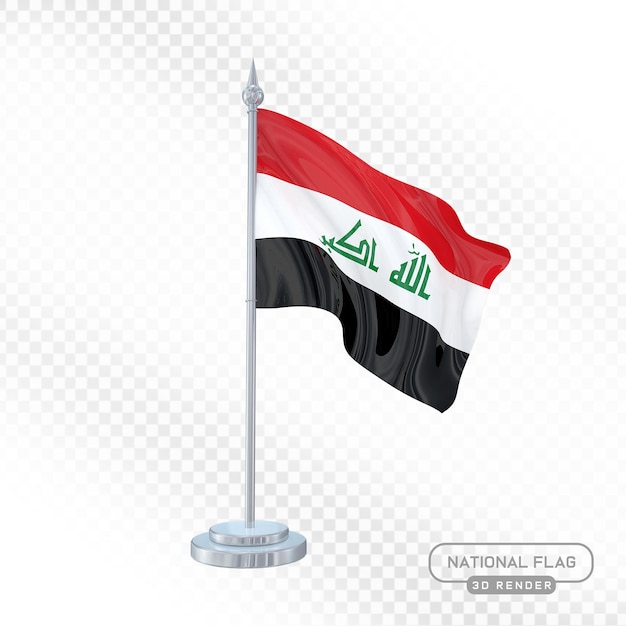 Le drapeau national irakien est rendu en 3D.
