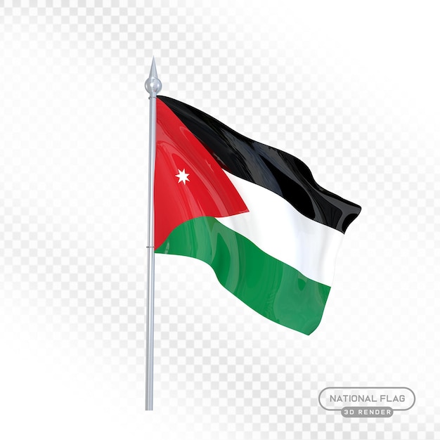 Le drapeau national de la Jordanie en 3D