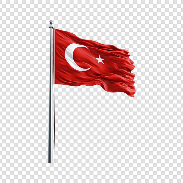 PSD le drapeau national de la turquie isolé sur un fond transparent