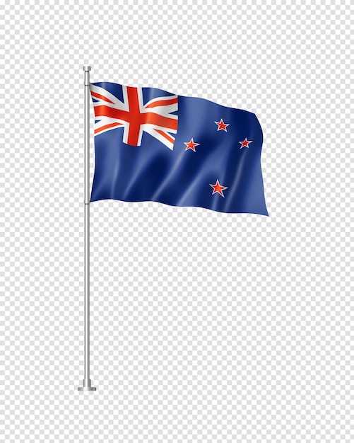 PSD drapeau néo-zélandais isolé sur blanc