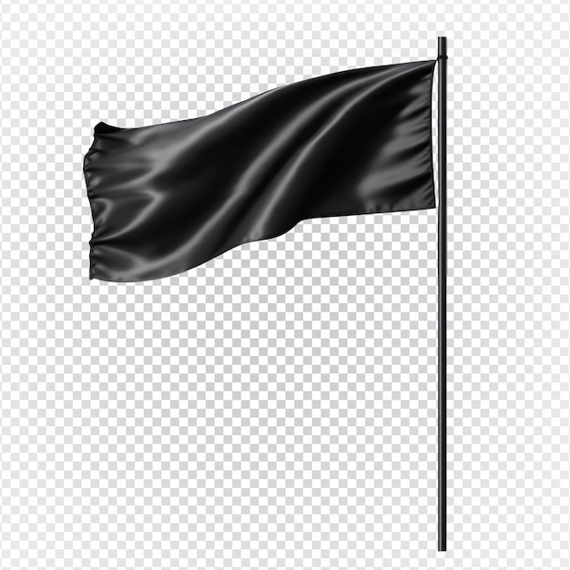 PSD drapeau noir vide sur un poteau isolé sur un fond blanc génératif ai