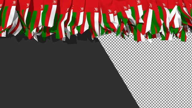 PSD drapeau d'oman différentes formes de rayures en tissu suspendues au rendu 3d supérieur