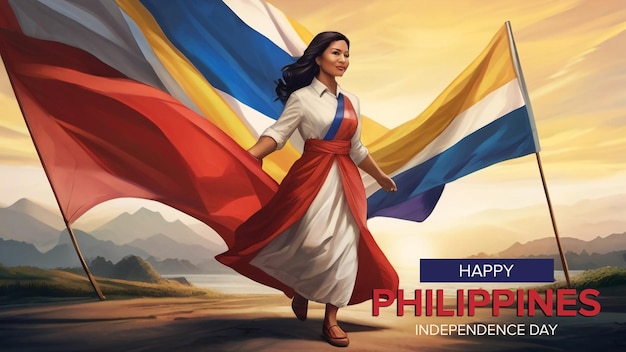 PSD le drapeau philippin agitant le jour de l'indépendance
