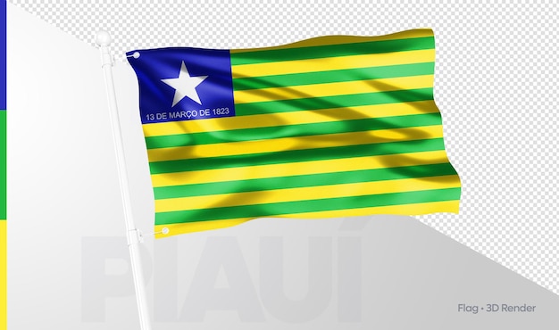 PSD drapeau piaui réaliste rendu 3d de l'état brésilien