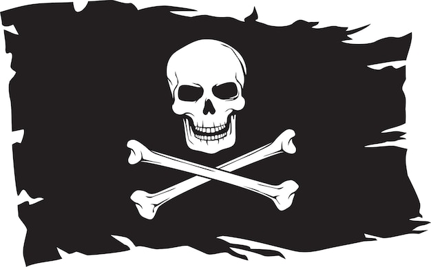 PSD drapeau pirate avec tête de mort et os croisés