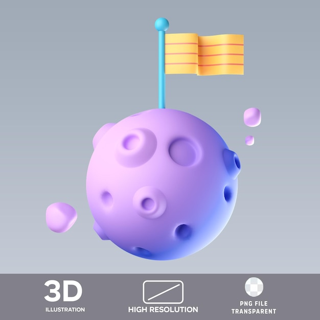 Drapeau PSD sur la planète Illustration 3D