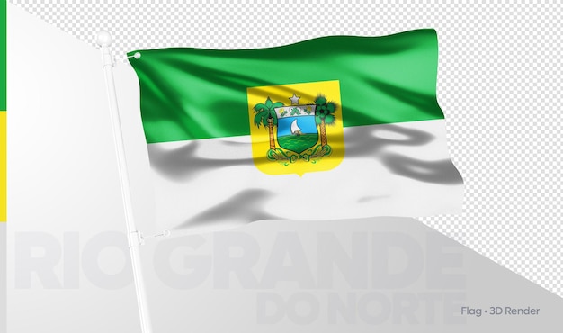 PSD drapeau réaliste du rio grande do norte rendu 3d de l'état brésilien