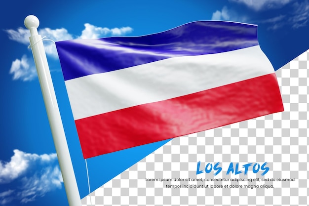 PSD drapeau réaliste de los altos rendu 3d isolé ou 3d los altos waving flag illustration