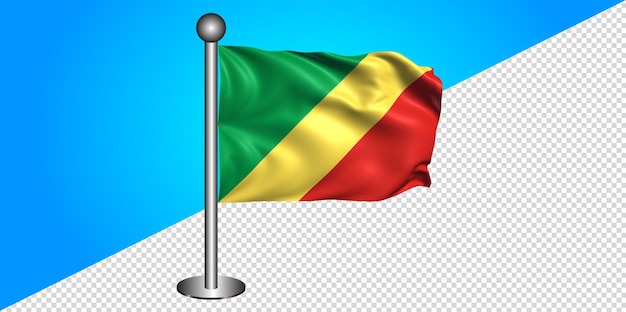 PSD drapeau de la république du congo 3d avec fond transparent