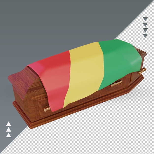 PSD drapeau de la république du congo cercueil 3d rendu vue droite