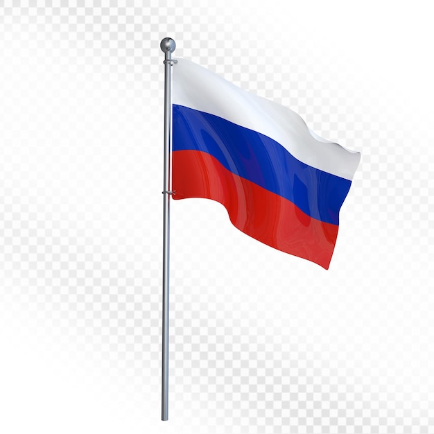 Le drapeau russe agitant sur un poteau