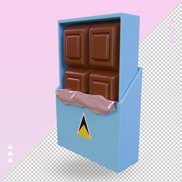 Drapeau De Sainte-lucie Chocolat 3d Rendu Vue Droite