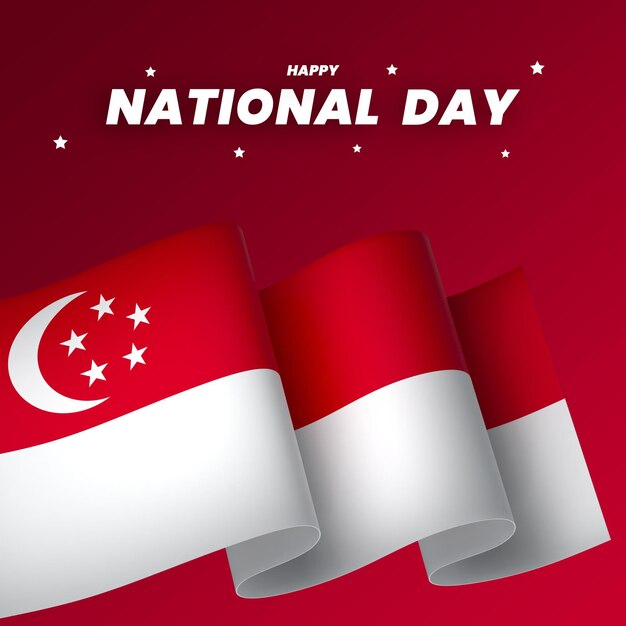 PSD le drapeau de singapour est un élément de conception de la bannière du jour de l'indépendance nationale.