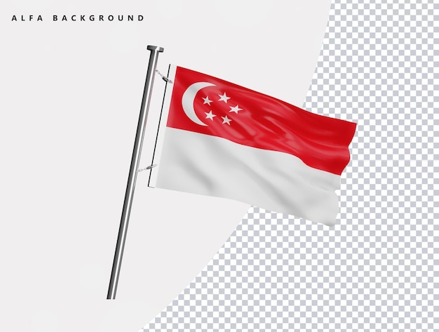 Drapeau de Singapour de haute qualité dans un rendu 3d réaliste