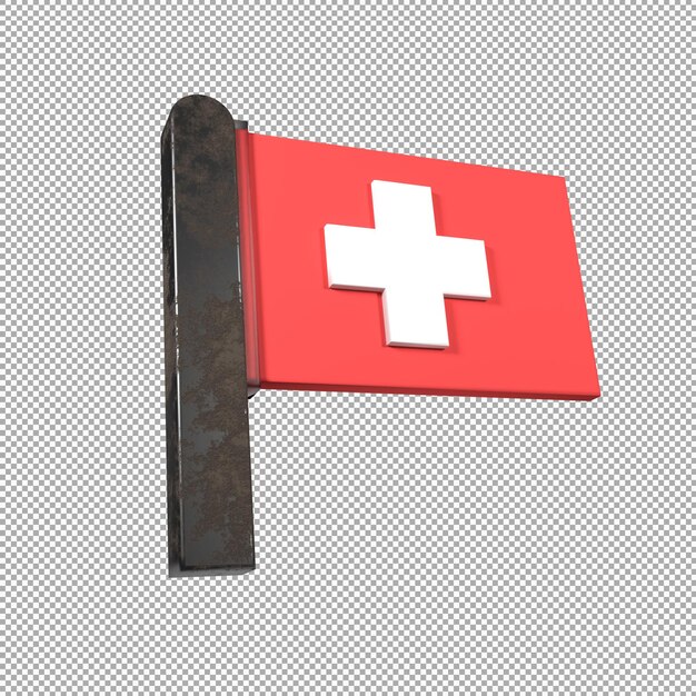 Drapeau De La Suisse Icône De Drapeau De Rendu 3d Isolé